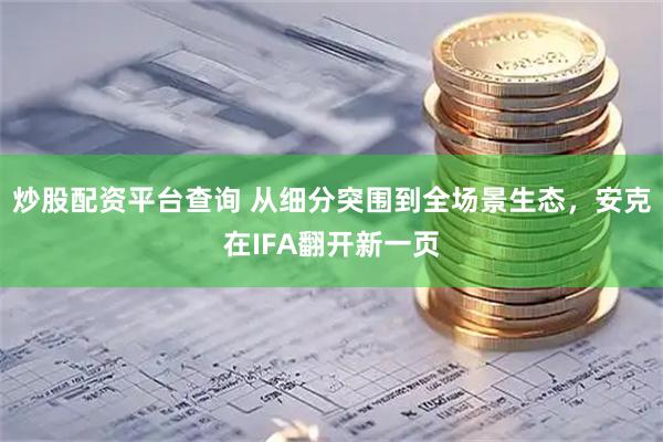 炒股配资平台查询 从细分突围到全场景生态，安克在IFA翻开新一页